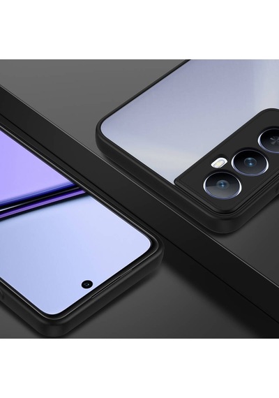 Realme C65 4g Uyumlu Kılıf Renkli Kenarlı Arkası Mat Yüzeyli Telefon Kılıfı Kapak