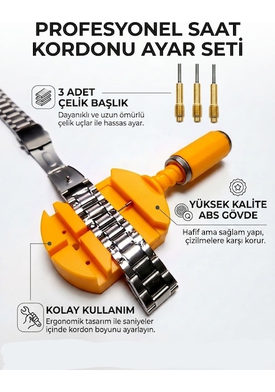 Çelik Metal Baklalı Saat Kordon Boyu Ayarlama ve Kısaltma Aparatı Aleti
