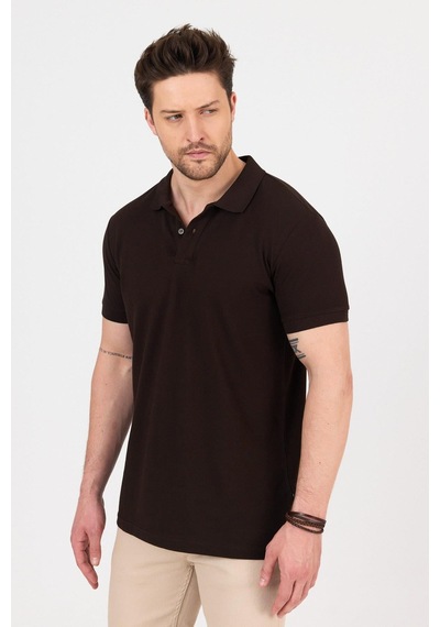 Nemonti Premium Penye Polo Yaka T-shırt Kahve