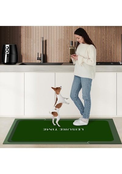 Dijital Kaymaz Yıkanabilir Mutfak Banyo Salon Paspas Halısı Trend Modern Al4002 Haki