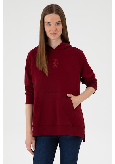 U.S. Polo Assn. Kadın Bordo Yırtmaçlı Kapüşonlu Sweatshırt 50313611-VR014