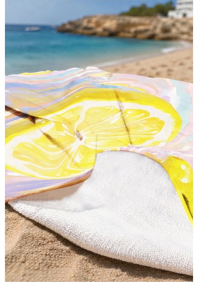 Limon Temalı Tropikal Mikrofiber Plaj Havlusu - Pastel Akdeniz Yaz Stili Hızlı Kuruyan Havlu Pastel Esinti
