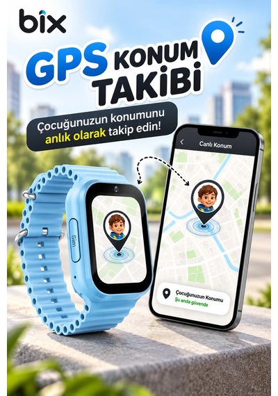 Exenar - Mavi - Akıllı Çocuk Saati 4g Sim Kartlı Gps Rota Takipli Sos Kameralı Görüntülü Konuşmalı Kız Erkek Saat