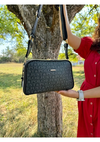 Just Polo Kadın Monogram Baskılı Yeni Sezon Omuz Çantası 232053mh Siyah