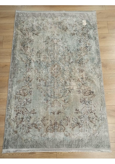 Çam Halı Gloria Td116 Bej Vintage Eskitme Desen Dokuma Saçaklı Kilim
