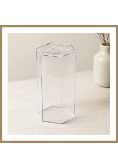 Bezos Kapaklı Makyaj Fırça Organizeri 6 Bölmeli Mika Kristal Plastik 10x8.9x20 Cm 22 Çok Renkli