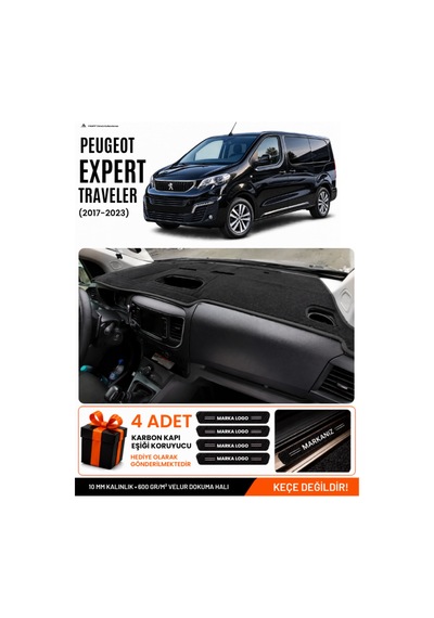 Peugeot Expert Traveller 2017-2023 Uyumlu Torpido Örtüsü, Torpido Kılıfı - Siyah