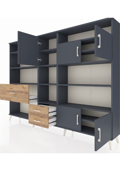 Arges Dolap 13 Raflı 3 Çekmeceli 5 Kapaklı 220x30x163 Antrasit-antrasit/çam Antrasıt/atlas Çam - Antrasıt Arges Dolap 13 Raflı 3 Çekmeceli 5 Kapaklı 220x30x163 Antrasit-antrasit/çam Antrasıt/atlas Çam - Antrasıt