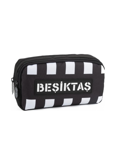 Me 25302 Beşiktaş Tribün Çubuklu Kalem Çantası Siyah - Beyaz