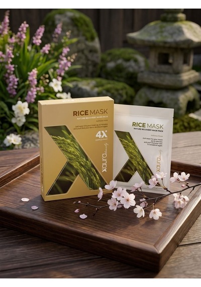 Xaura Beauty Rice Mask Doğal Pirinç Özlü Aydınlatıcı Kağıt Yüz Maskesi 4'lü Paket