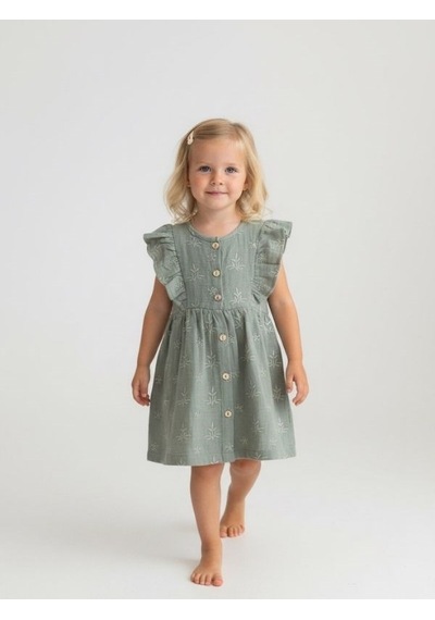 Zekids Kız Çocuk Müslin Kumaş Elbise-17232 Yeşil Zekids Kız Çocuk Müslin Kumaş Elbise-17232 Yeşil