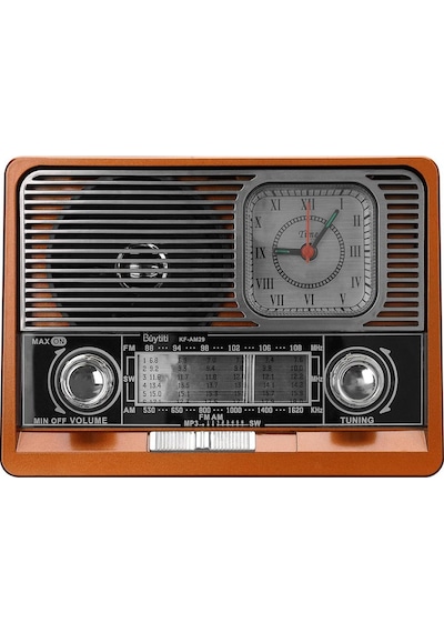 Mikado MDR-105BT Ahşap USB- TF Destekli Bluetooth FM-AM-SW 8 Band Klasik Radyo