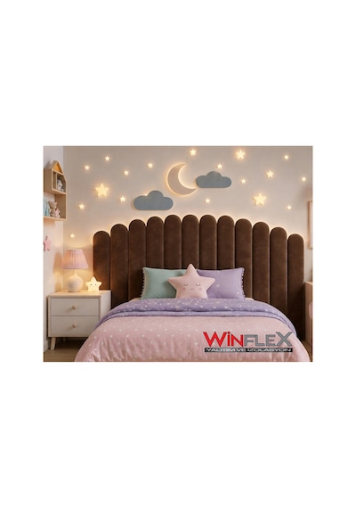 Winflex Yatak Başlık Ay Ve Bulut Set Dekorasyon Panel 180cm-kahverengi 180 CM