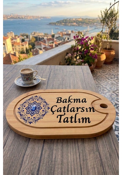 Havalı Sözler Temalı Afilli Kahve Sunum Tablası