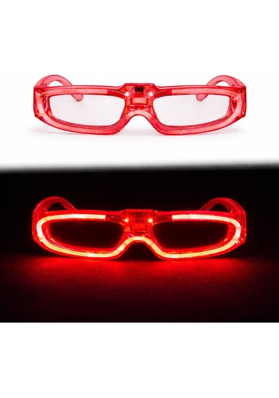 Kırmızı Led Işıklı Parti Gözlüğü 3 Modlu Glow &amp Gece Eğlence Gözlüğü - Cole-874131