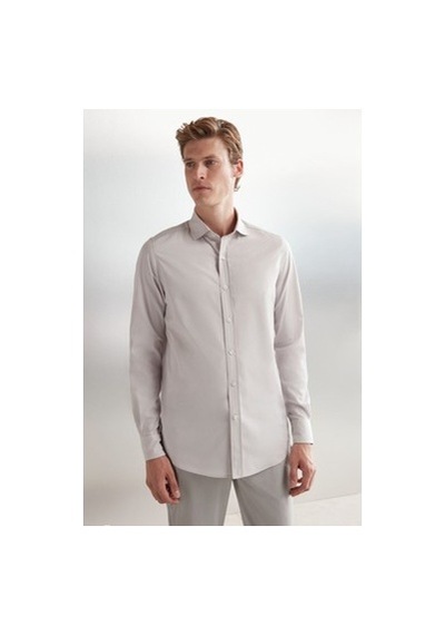 5in1Canpolat Açık Gri Slim Fit Erkek Gömlek: %100 Pamuklu Rahat Tasarım 750