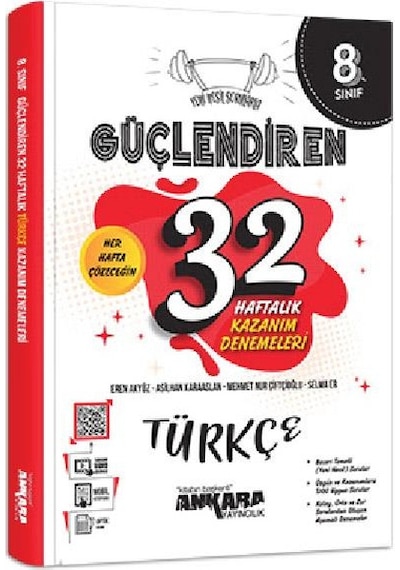 8. Sınıf Güçlendiren 32 Haftalık Türkçe Kazanım Denemeleri Ankara