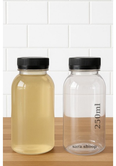 250ml Pet Yuvarlak Şişe Ve Siyah Kapak 20 Adet