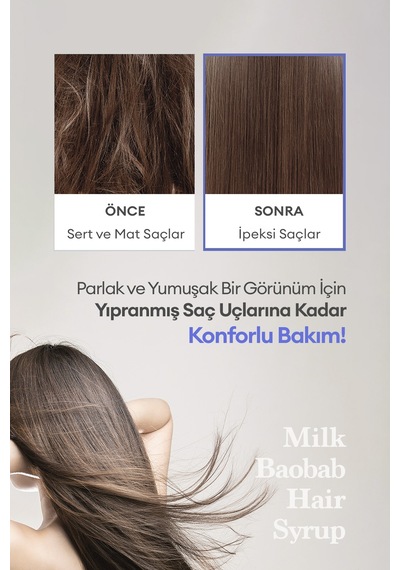 Argan Yağı Ve E Vitaminli Nemlendirici Parfümlü Saç Serumu Mılk Baobab Hair Syrup White Musk