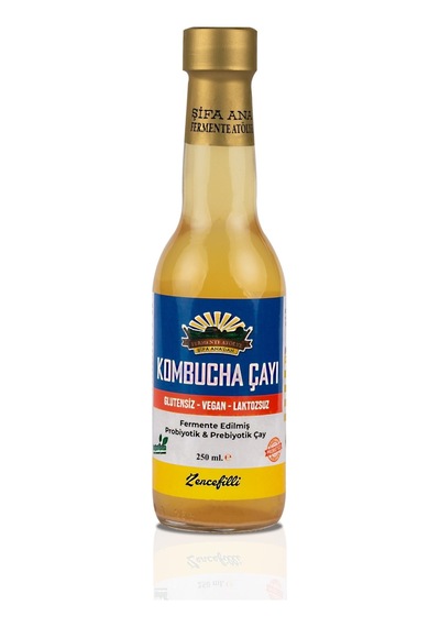 Zencefilli Kombucha 250ml. Cam Şişede