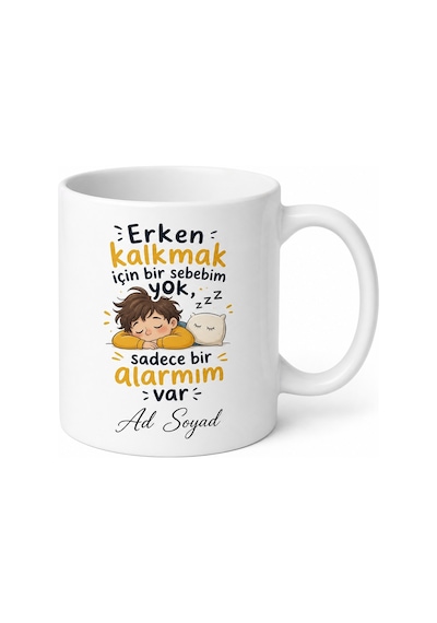Uykucu Arkadaşa Hediye Erken Uyanamayanlar Esprili Kupa Bardak Komik Hediye Beyaz / Çok Renkli