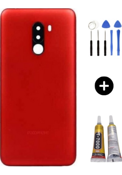 Xiaomi Poco Pocophone F1 Uyumlu Full Kasa Arka Pil Kapağı Kırmızı + Montaj Seti Çok Renkli