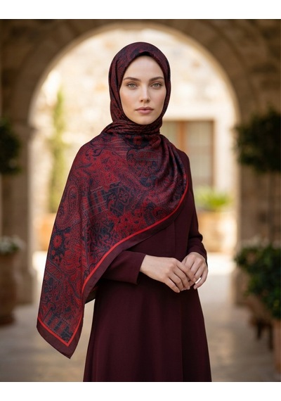 Moda Nuda Iconic Hasna Şal Bordo - Zarif Ve Modern