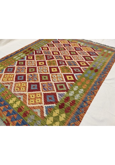 El Dokuma Afgan Kilim 100% Yün Kök Boya Harıka Desenlı Yeni Model Çok Renkli