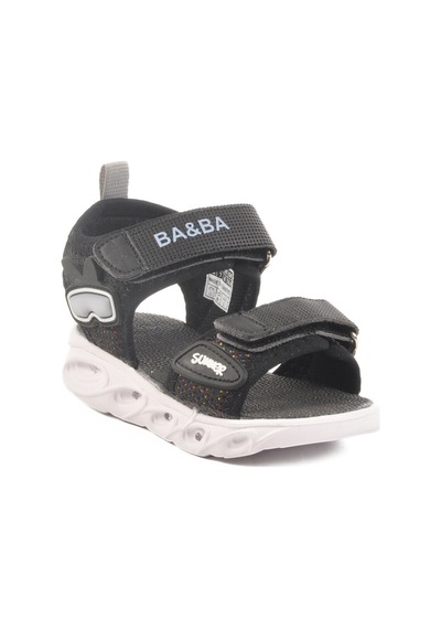 Siyah Cırtlı Işıklı Kız Bebek Sandalet 018127 B Siyah