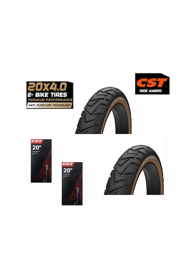 Cst Rıde Ambro 20x4.0 Telli Dış Lastik Seti 1.5mm Zırhlı Kahverengi Yanak 2 Dış + 2 İç Lastik