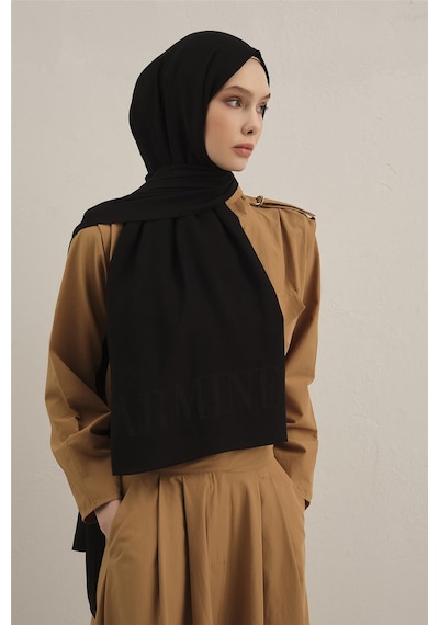 Armine Logo Drop Pamuk İpek Şal 01 Siyah
