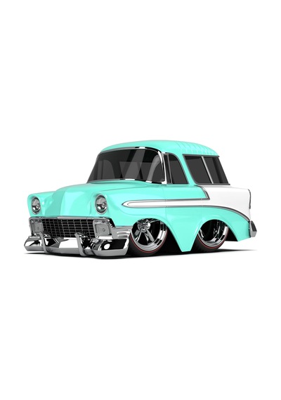 Entertaintment Cartuned S2 1956 Chevy Nomad - Mavi Custom Araba Açık Bej