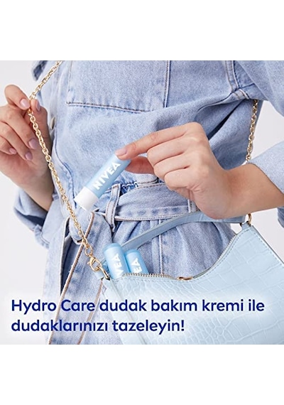 Nıvea Hydro Care Dudak Bakım Kremi, 24 Saat Nem, Aloe Vera, Saf Su Ve Doğal Yağlar, Spf 15, Gün Boyu Dudak Bakımı 4,8g