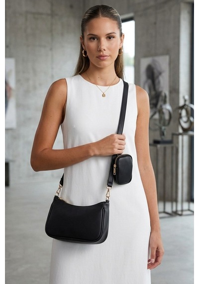 Madmext Clara Siyah Cüzdanlı Çapraz Çanta Mg2836