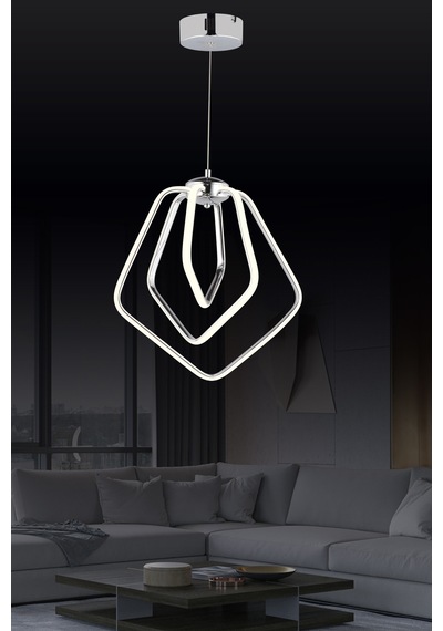 Ld 068 Model Krom 3 Renkli Salon Ve Oturma Odası İçin İdeal Alüminyum Avize, 40x70 Krom