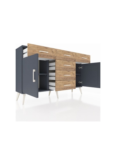 Arges Konsol 2 Raflı 6 Çekmeceli 2 Kapaklı 132x30x83 Antrasit-antrasit/çam Antrasit/çam Arges Konsol 2 Raflı 6 Çekmeceli 2 Kapaklı 132x30x83 Antrasit-antrasit/çam Antrasit/çam
