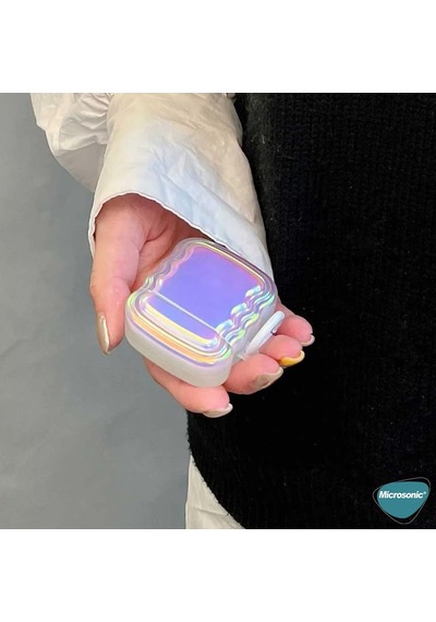 Airpods 3. Nesil İçin Kılıf Zigzag Hologram Çok Renkli Airpods 3 İle Uyumlu Kılıf - Çok Renkli