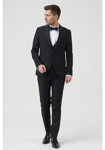 White Stone New York D2401 Slim Fit 6 Drop Takım Elbise Siyah - Siyah