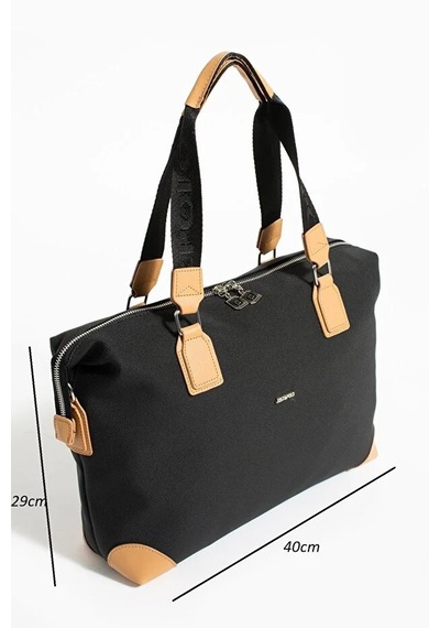 Just Polo Kadın Büyük Valiz Boy Ayarlanabilir Askılı Lüks El Ve Omuz Çantası Shopper Siyah Taba