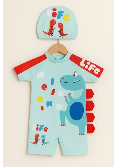 My Kids Wear Tatlı Dino Temalı Boneli Erkek Çocuk Mayo Takımı Mavi