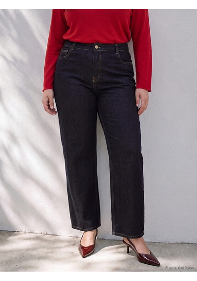 Lcw Curve Lacivert Büyük Beden Straight Fit Kadın Jean Pantolon