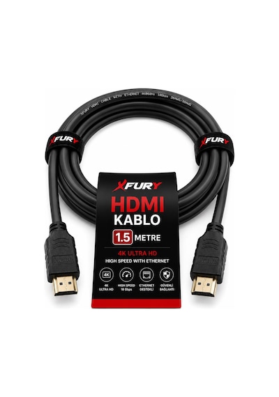 Fury 1.5 Metre Hdmı Kablo 4k Ultra Hd Hdmı 1.4 18gbps Ethernet Arc 3d Full Hd Tv Ps5 Laptop