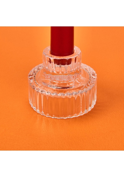 Aroww Cam Çizgili Mumluk - Şeffaf - 5x6 Cm Renkli