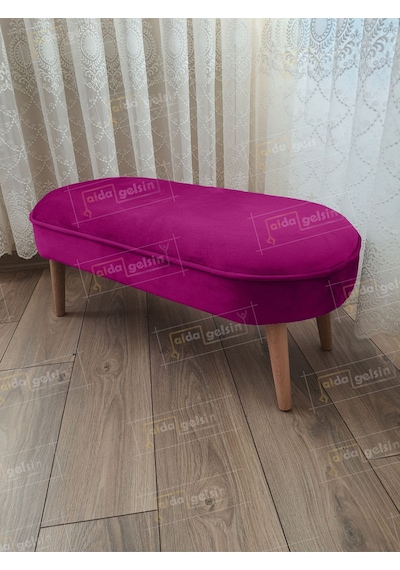 Ultra Lüks Oval Parrot Puf Ahşap Ayak gri