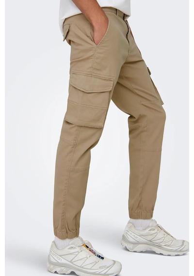 Only & Sons Erkek Onscarter Paçaları Lastikli Pamuklu Kargo Pantolon 22028434 Camel
