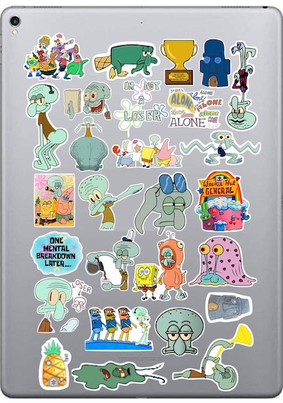 Squidward Sticker Seti Laptop Ajanda Pc Tablet Telefon Defter Etiket Bullet Journal Diğer