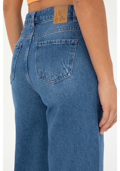 U.S. Polo Assn. Kadın Mavi Flare Cropped Fit Jean Pantolon 50282856-DN0022