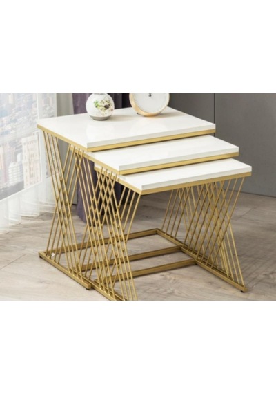 Vienna Gold Metal Ayaklı,Mdf'Li Zigon Sehpa