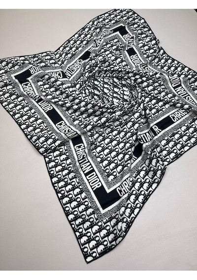 Şalcı Eşarp Dior İthal Twil İpek Eşarp 90x90 Siyah