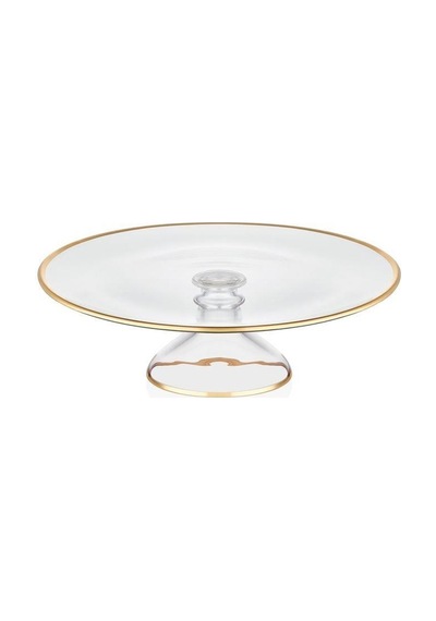 Decorium Cam Servis Tabağı Ayaklı 21 Cm Dalıa Altın M06453-ab